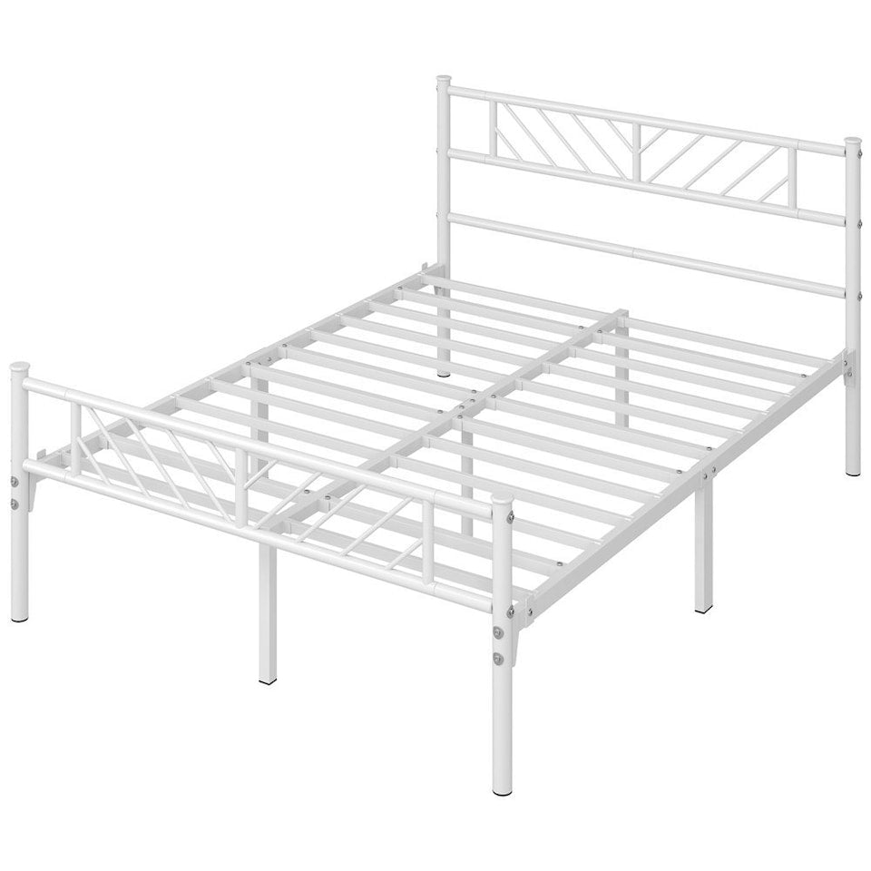 Yaheetech Metalen Bedframe Minimalistisch 197,5x138x88,5 cm - Wit