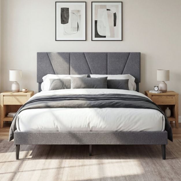 Coast Gestoffeerd Bedframe – 160 x 200 cm – Verstelbaar Hoofdbord – Donkergrijs