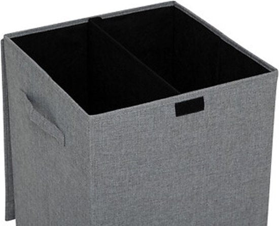 5Five Eureka sorteer wasmand - 74 liter - grijs - 37 x 37 x 60 cm - MDF/Polyester stof - met afsluitklep