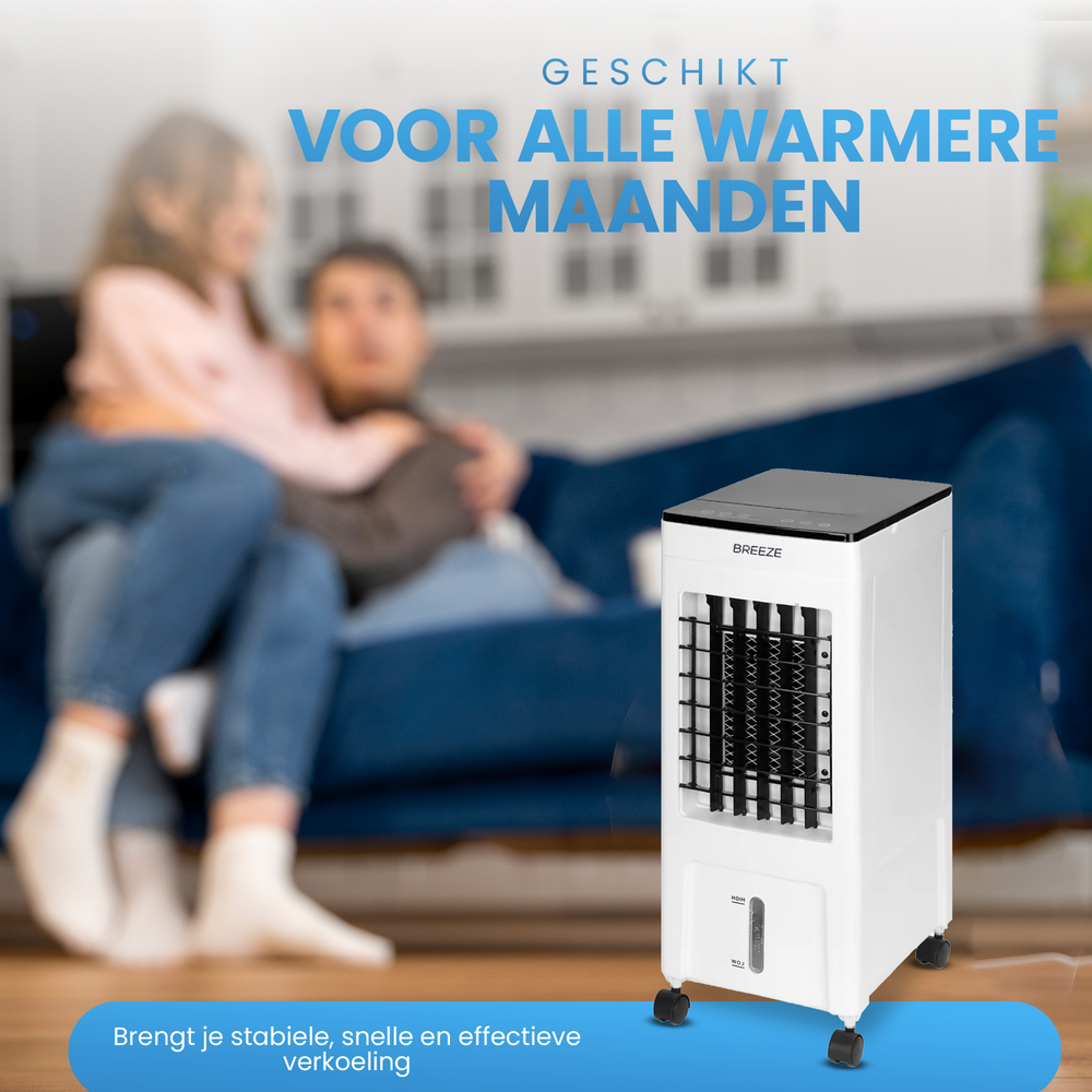 Breeze Aircooler - Fluisterstil - 35 x 30 x 68 cm - Wit