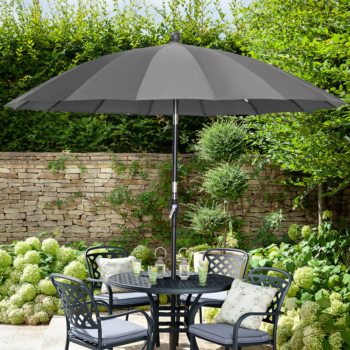 Angel Living Parasol Rond - Ø270cm - Stevig - Kantelbaar - Grijs