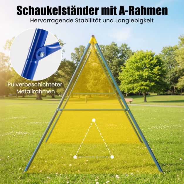 Coast Schommelframe A-Frame – Dubbel Schommelrek 249 x 185 x 181,5 cm – Blauw/Geel