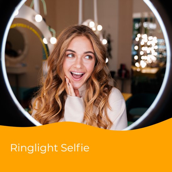 Studio ME Ringlamp met Statief - 10 inch / 26 cm - Ring Light - Rosegoud - Tiktok Lamp - Ringlight met Statief - 30 Lichtstanden - Ring Lamp - Incl. Afstandsbediening & Mini Tripod - Ringlampen