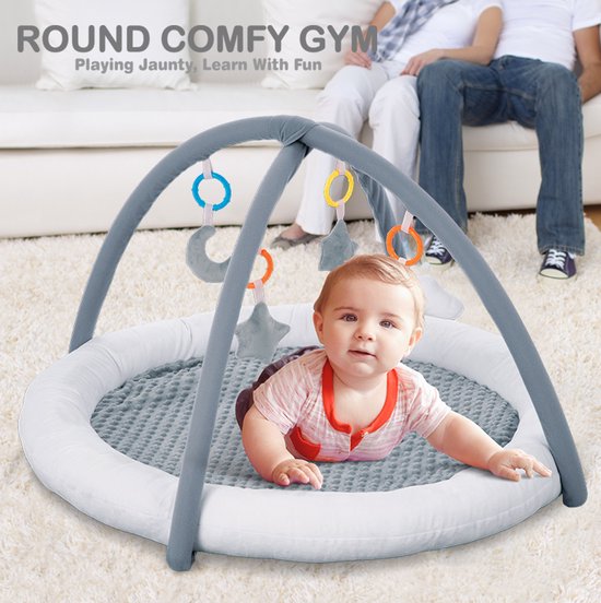FUEGOBIRD - Babyspeelmat - Luxe gym met boog - Kleurrijke interactieve grijpspeeltjes - Geweldige geluiden - Ontwikkelingsspeelmat voor baby's vanaf 2 maanden - Speelmat van hoge kwaliteit - Speelmat in geschenkdoos