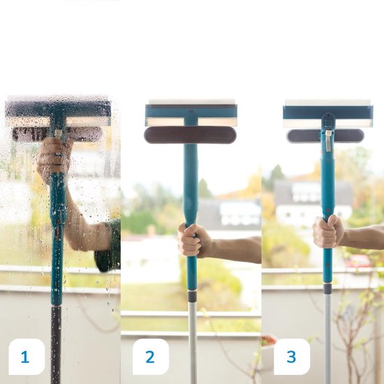 Livington Window Buddy - Raamreiniger - Raamreiniger met telescoopstang - Raamwisser - Raamtrekker - Douchewisser - Zonnepaneelreiniger vertaler