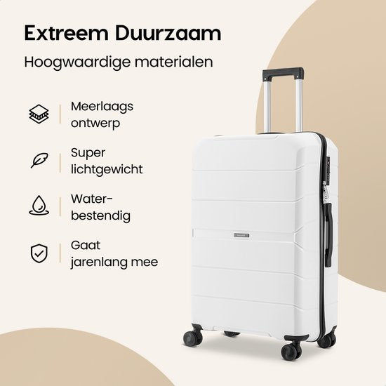 SC Urban Adventurer - Handbagage Koffer - Cijferslot - 44L - Spinner wielen - Reiskoffer met Kofferslot - Lichtgewicht Trolley - Wit
