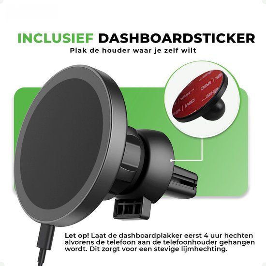 iSetchi Telefoonhouder - Qi Draadloze Oplader - 15 Watt Snellader - Ventilatierooster