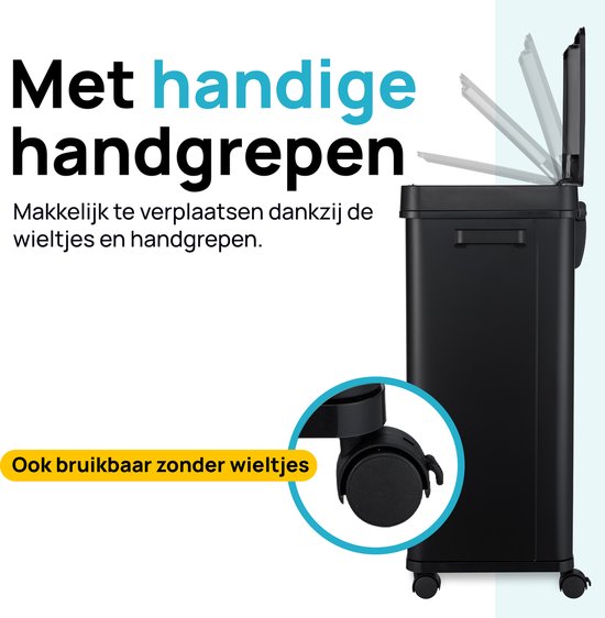 MOA Prullenbak – Sensor – 68 liter – 33 x 45 x 72 cm – Zwart