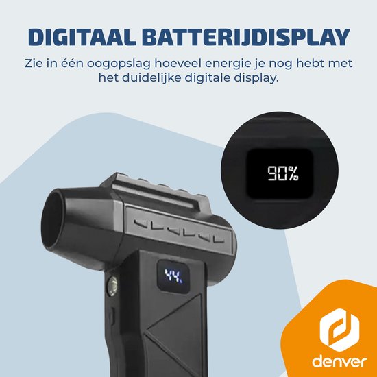 Denver Air Duster - Luchtblazer - Perslucht - Compressed Air - Stofreiniger - 2 opzetstukken - 110000RPM - Draadloos & oplaadbaar - 6000 mAh - HJB172