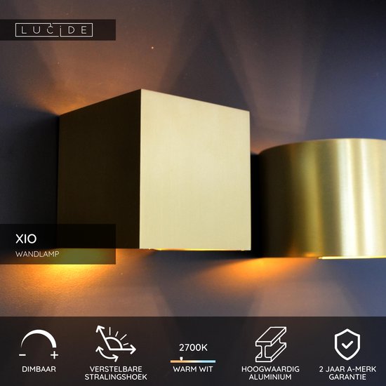 Lucide XIO - Wandlamp - LED Dimbaar - G9 - 1x3,5W 2700K - Verstelbare stralingshoek - Mat Goud / Messing