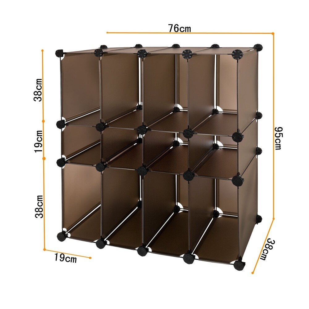 SoBuy Vakkenkast - 12 Vakken - 95 x 76 x 38 cm - Kunststof - Grijs
