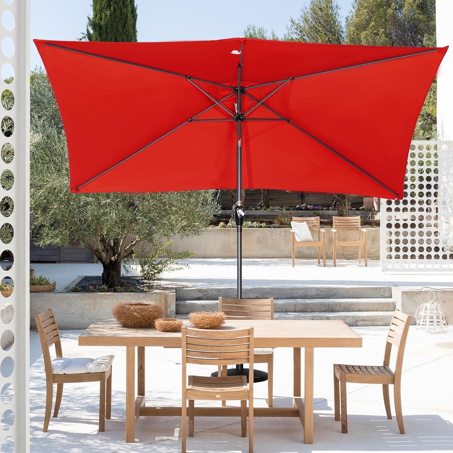 Angel Living Tuinparasol - 2 x 3 m - Aluminium - Kantelbaar - Rood