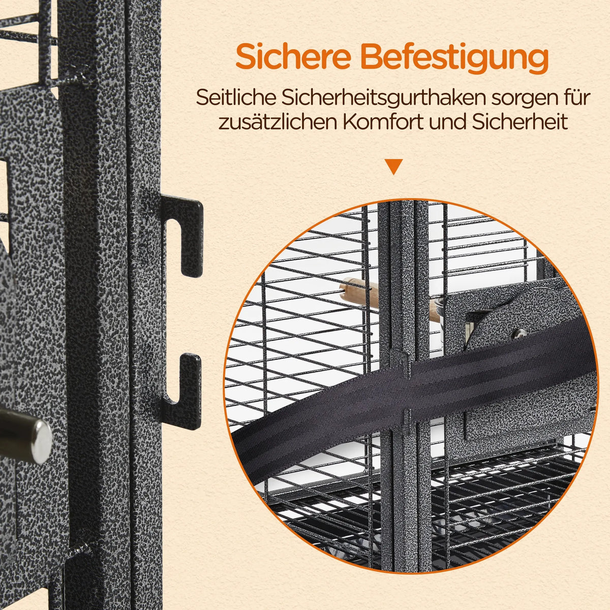 Yaheetech Vogelkooi Met Handgreep – Voorzien Van Houten Zitstokken En Waterafstotende Coating En Afsluitbare Deur – Voor Kanaries En Grasparkieten – Zwart Metaal Kunststof En Hout – 48,5 x 39 x 65 cm