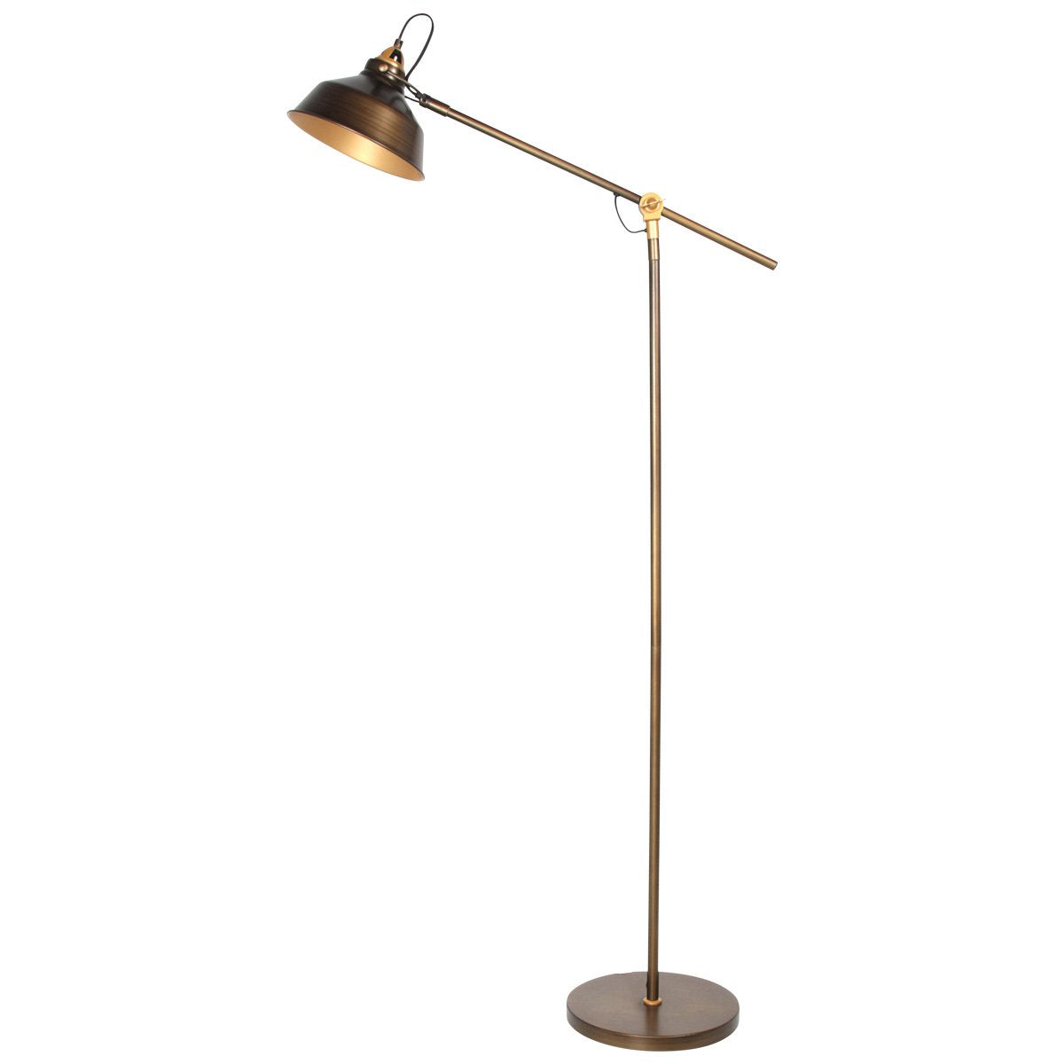 Bronzen vloerlamp Nove 1322BR met goudkleurige details E27 - Draaibaar en kantelbaar - Industrieel design - Mexlite - 190 cm snoer