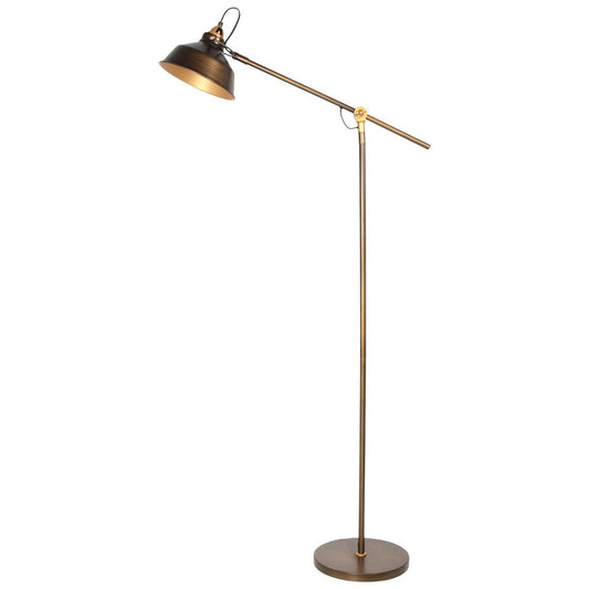 Bronzen vloerlamp Nove 1322BR met goudkleurige details E27 - Draaibaar en kantelbaar - Industrieel design - Mexlite - 190 cm snoer