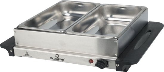 Excellent Electrics Buffetwarmer - Elektrisch - Met 2 RVS bakken - 200W