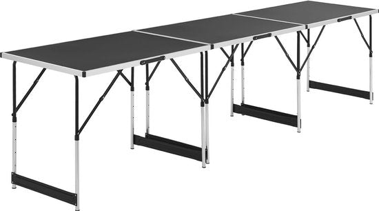3 stuks Aluminium Vouwtafel / Klaptafel / Campingtafel - Multifunctioneel - Zwart