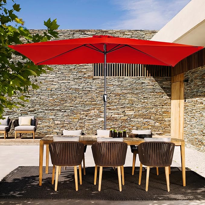 Angel Living Tuinparasol - 2 x 3 m - Aluminium - Kantelbaar - Rood