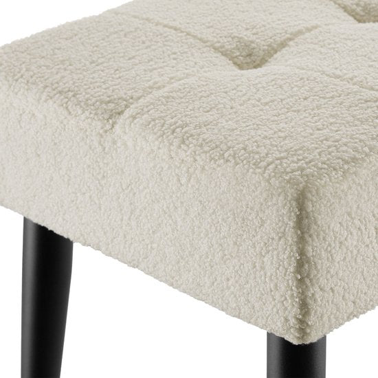 tectake® Gestoffeerd Bankje - 95 x 38 x 45 cm - Stikpatroon - Draagkracht 220 kg - Zitbank - Halbank - Bank voor Woonkamer, Slaapkamer, Bedeinde - Bouclé Crème