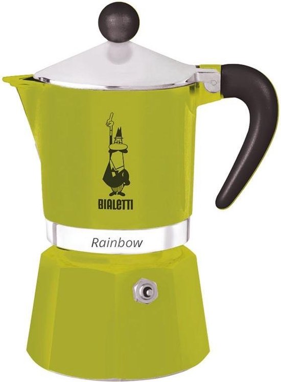 Bialetti Rainbow Percolator 1 Kops Groen – Espresso Maker – Aluminium – Italiaanse Koffiezetter – 60 ml