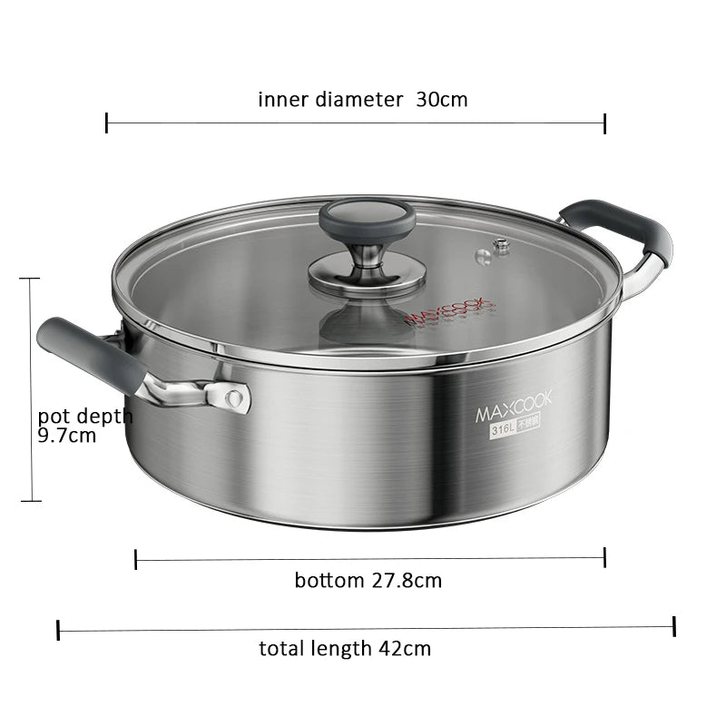 Maxcook roestvrijstalen hotpot - 30 cm - 6,5 liter