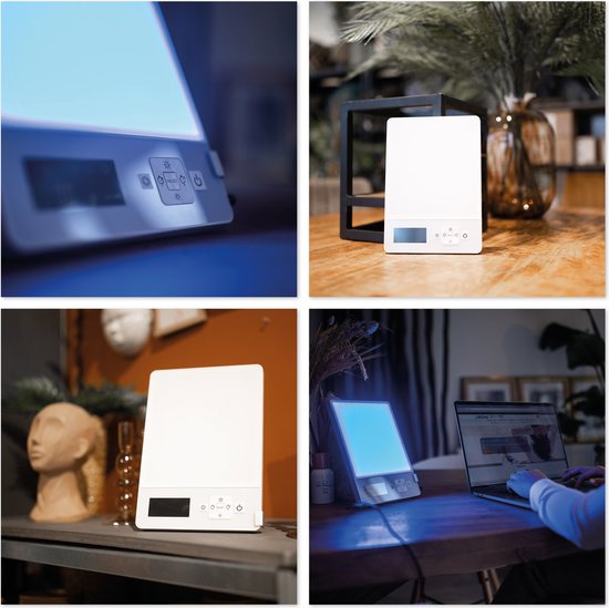 LIROMA® Daglichtlamp - Blauw en Wit licht - 10.000 LUX - Timer - Lichttherapie - Bureaulamp