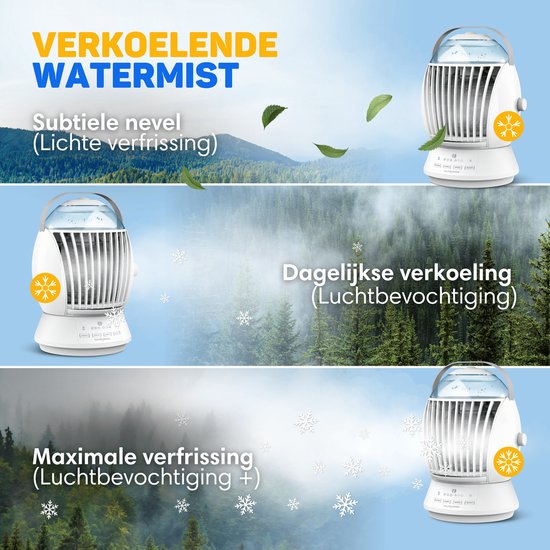 Vulpes Goods® Tech - Mini Airco ELITE - Mobiele Luchtkoeler met Afstandsbediening - Aircooler 6in1 - 3 luchtbevochtigingsstanden met Swingfunctie - 3 windsnelheden - 100% Anti-lek - Incl. kabel & adapter meegeleverd - Thuis & Kantoor
