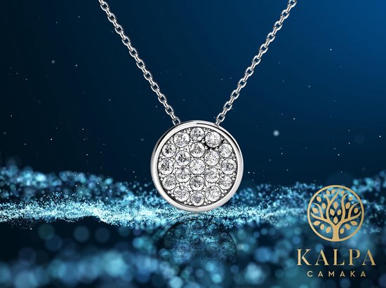Yolora Dames Ketting met Hanger en Kalpa Camaka Kristal - Zilver kleurig - 18K Witgoud Verguld - Cadeauverpakking - Moederdag Cadeautje