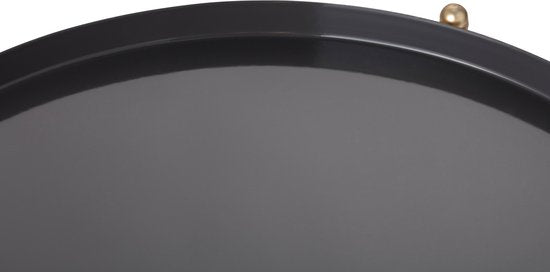 LIFA LIVING Bijzettafel Modern - Grijs & Gouden Koffietafel - Rond - Metaal - Voor Woonkamer, Slaapkamer of Kantoor - 37,5 x 47,5 cm