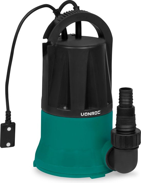 VONROC Dompelpomp – Vlakzuigend & Sensor – 6000 l/u – 400 W – Zwart