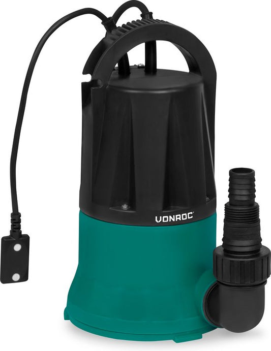 VONROC Dompelpomp – Vlakzuigend & Sensor – 6000 l/u – 400 W – Zwart