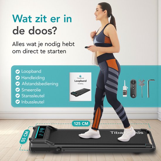 TibaGoods Loopband Inklapbaar - 1 t/m 6 km/u - Hardloopband voor thuis - Walking pad - Hometrainer - Hellingsfunctie 6% - Treadmill - Wandelband - Sport - Hardlopen - Voor onder het bureau
