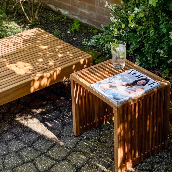 AXI Liane Teak Bijzettafel - Bruin – Houten tuintafeltje - 40 x 35 x 40 cm - 100% Teak – Voor tuin, terras en balkon