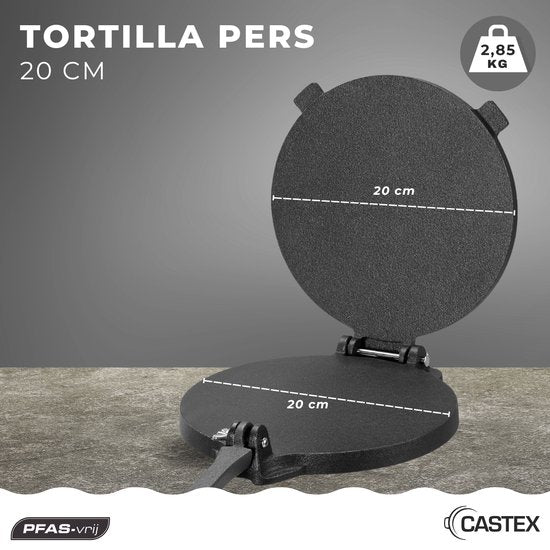 Castex Authentieke Tortilla pers Ø 20 cm - Tortillapers - Tortilla pan - Taco maker