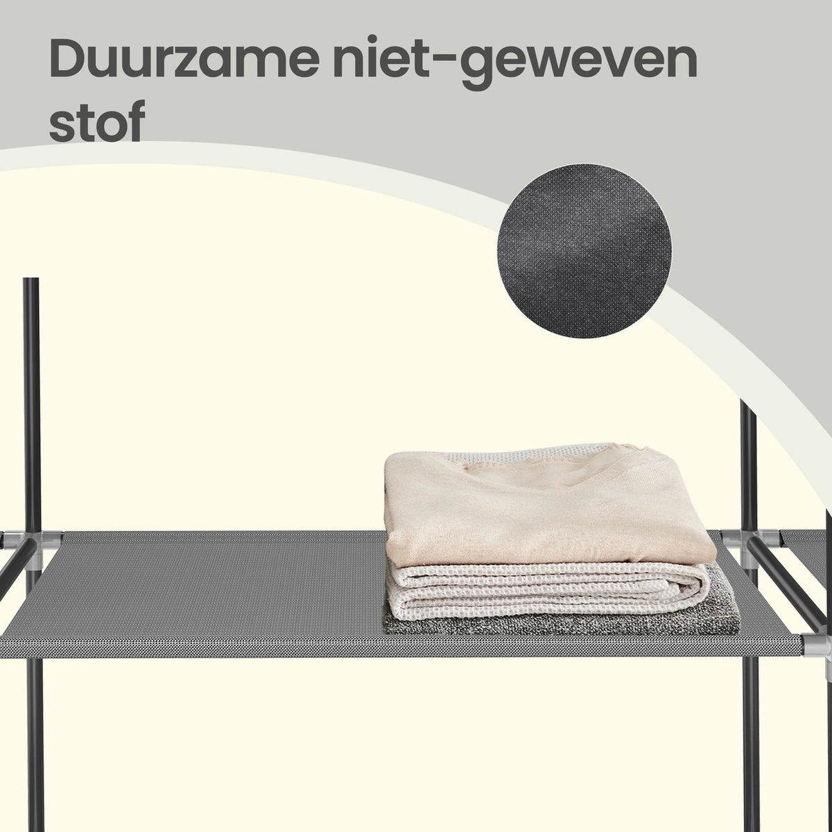 Joyfurnos Opvouwbare Stoffen Kledingkast - Metalen Frame - Grijs