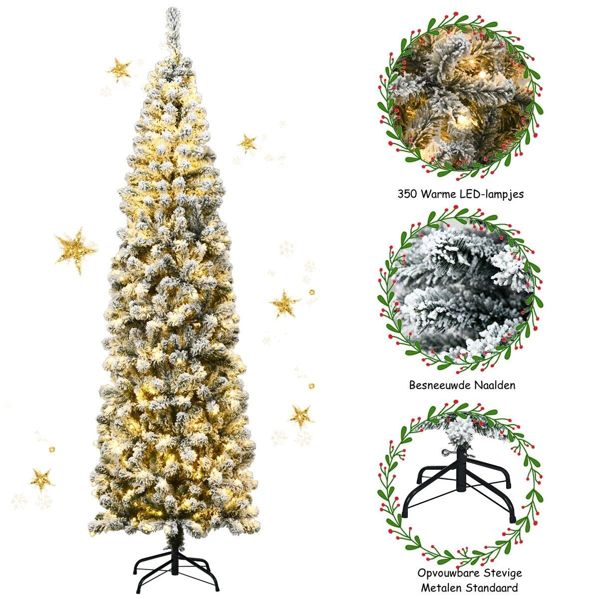 Coast Kunstkerstboom MET Sneeuw EN 350 Warm Witte LED Lampjes - 225cm