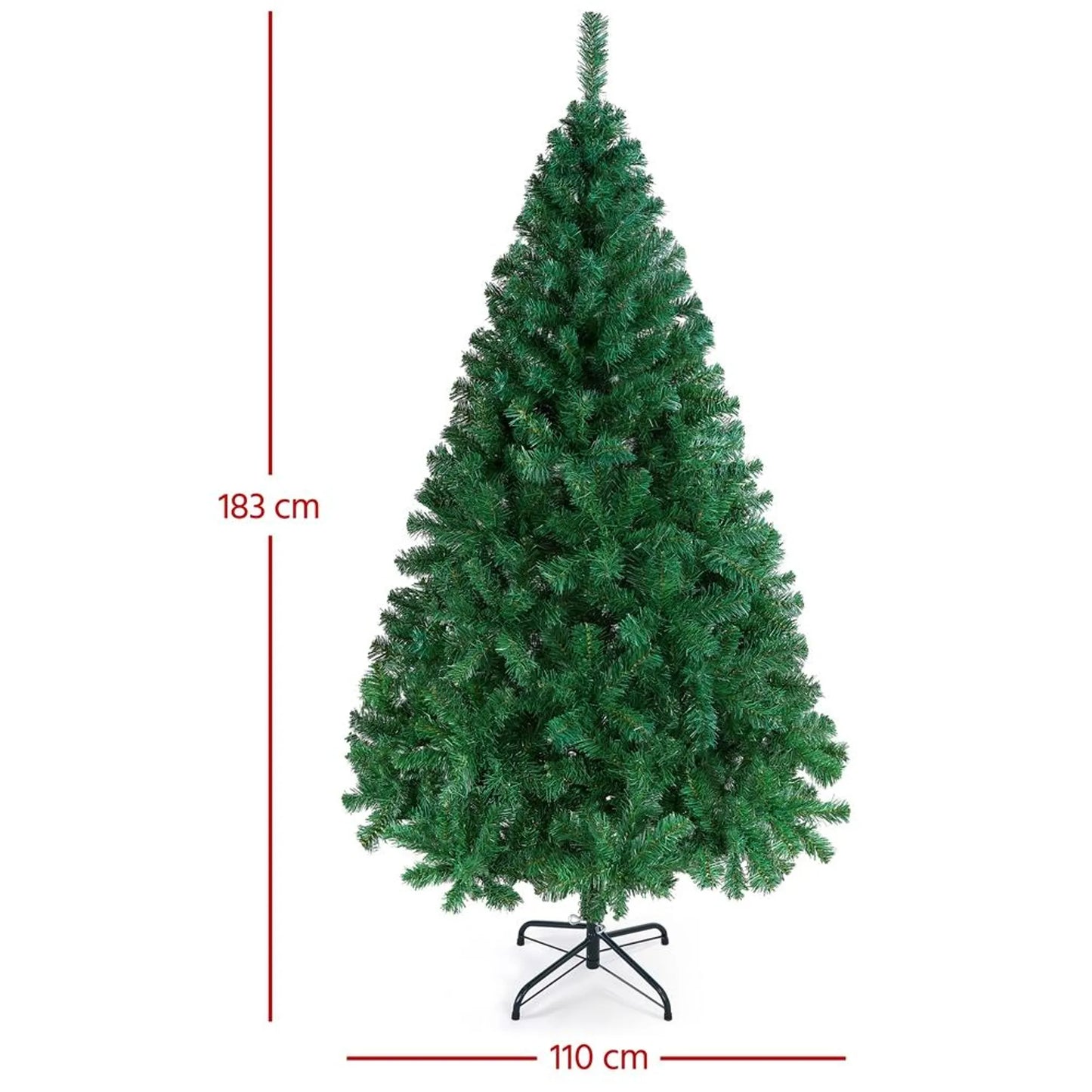 Yaheetech Kunstkerstboom Spar – 183 x 110 x 110 cm – Voorzien Van 598 Takpunten En Inklapbare Metalen Voet En Beschermende Rubberen Dopjes – Voor Woonkamer En Feestdagen – Groen PVC En Metaal