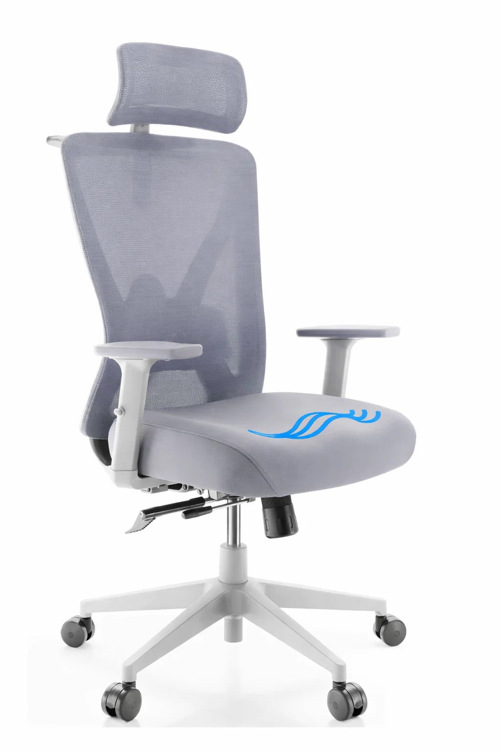Backerz – Ergonomische Bureaustoel – 44-56 cm Zithoogte & EN1335 Gecertificeerd – Voorzien Van 3D Armleuningen En Verstelbare Lendensteun – Voor Kantoor En Gaming – Wit/Grijs Polypropeen En Mesh