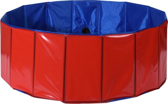 Dierenzwembad - Ø80x30cm - Hondenzwembad - Dierenplonsbassin - Rood/Blauw