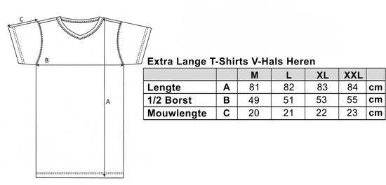 Comfort Essentials - T Shirts Heren - Extra Lang - Navy XXL - 3 Pack - V Hals - Ondershirt Heren