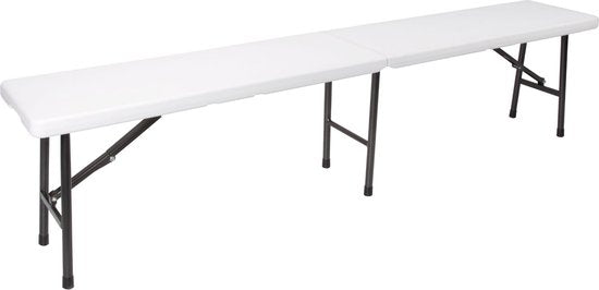 Perel Klapbank 4-zits - Inklapbaar en weerbestendig - Met handvat - Ideaal voor picknick, camping, barbecue en binnen/buiten gebruik - Maximaal 400 kg - Wit