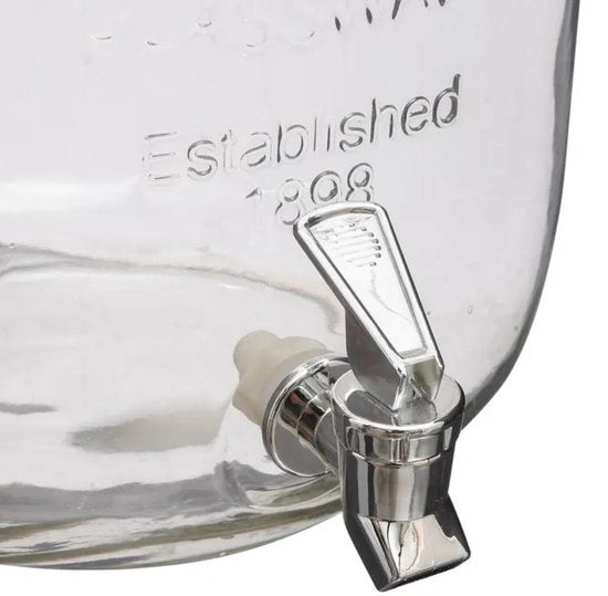 Secret de Gourmet drank dispenser - 8 liter - met kunststof kraantje en schroefdeksel - Glas - Sapdispenser - Drankdispenser