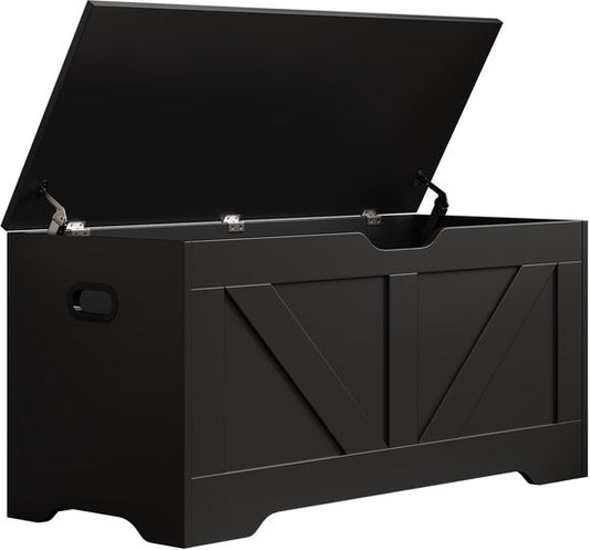 VDD - Opbergkist - Opbergkist hout - Opbergbox - Speelgoedkist - Dekenkist - Opbergkist binnen - zwart - groot - 100 x 40 x 46 cm