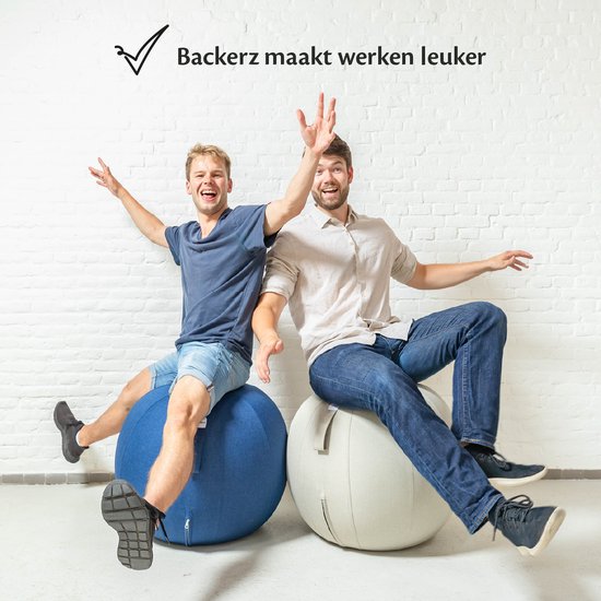 Bckz Zitbal Kantoor en Thuis 55 CM - Luxe Yoga Bal - Zitballen met Hoes - Ergonomische Bureaustoel Bal - Linnen Lichtgrijs