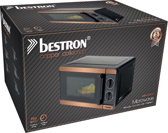 Bestron Vrijstaande magnetron - AMN100CO - 20L - 6 Programma's - 700 - 1150W - Koper - 5 jaar garantie