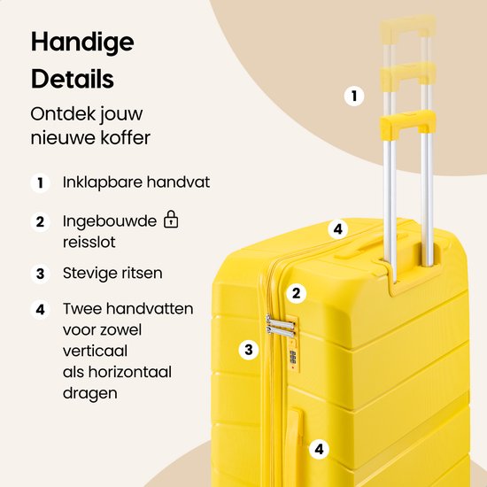 SC Urban Adventurer - Medium Reiskoffer - Cijferslot - 44x27x66cm - 78L - Reiskoffer met Kofferslot - Spinner wielen - Geel