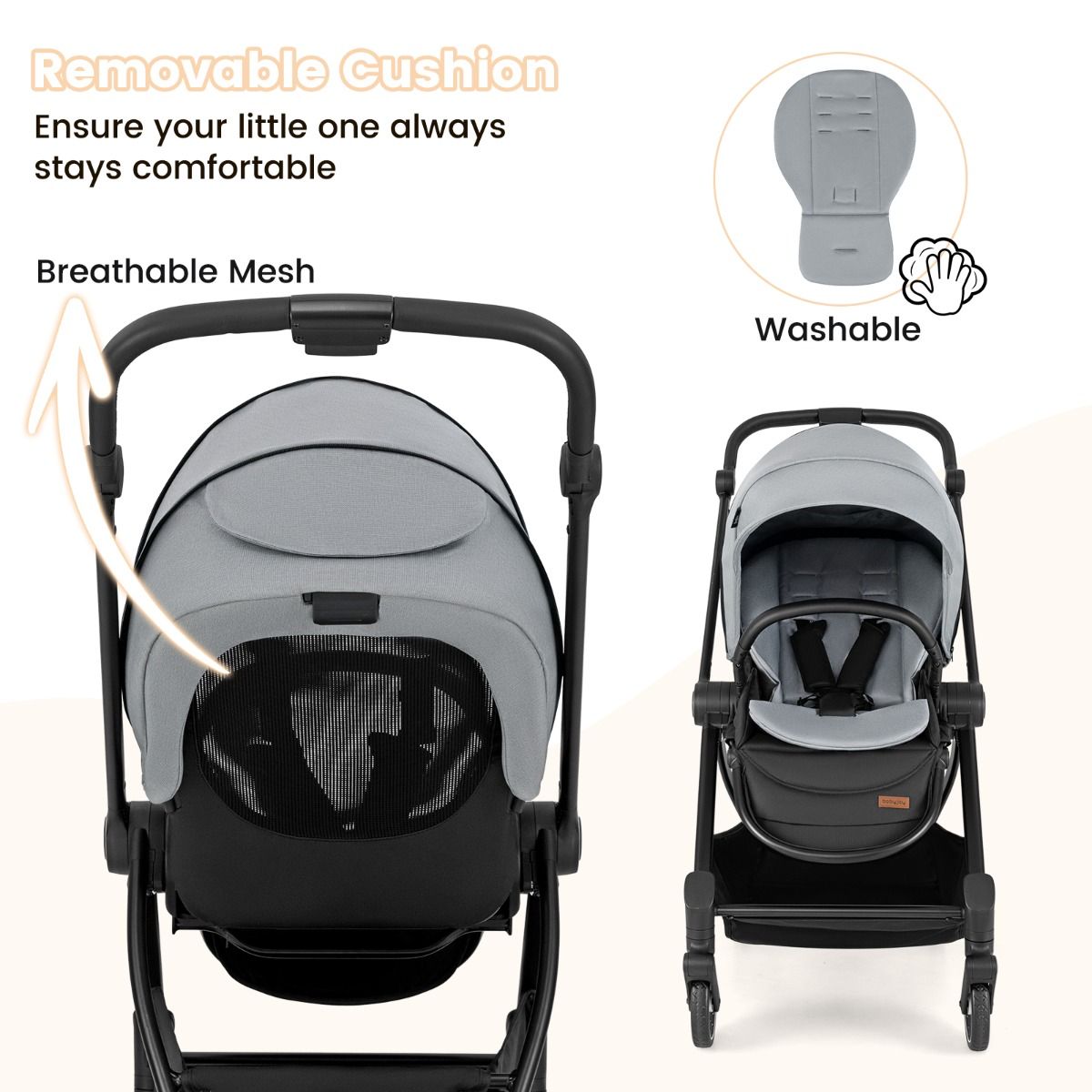 Coast Opvouwbare Kinderwagen met Omkeerbare Zitting – 94 x 51 x 102 cm – Zwart/Grijs