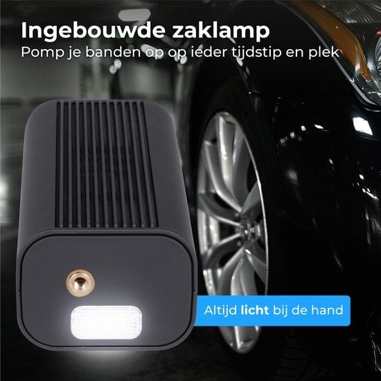 Nuvance - Compressor Bandenpomp - 4000mAH - Elektrische Fietspomp - Luchtcompressor voor Auto, Scooter, Fiets, Bal en Luchtbed - Inclusief opzetstukken - Zaklamp - PRO