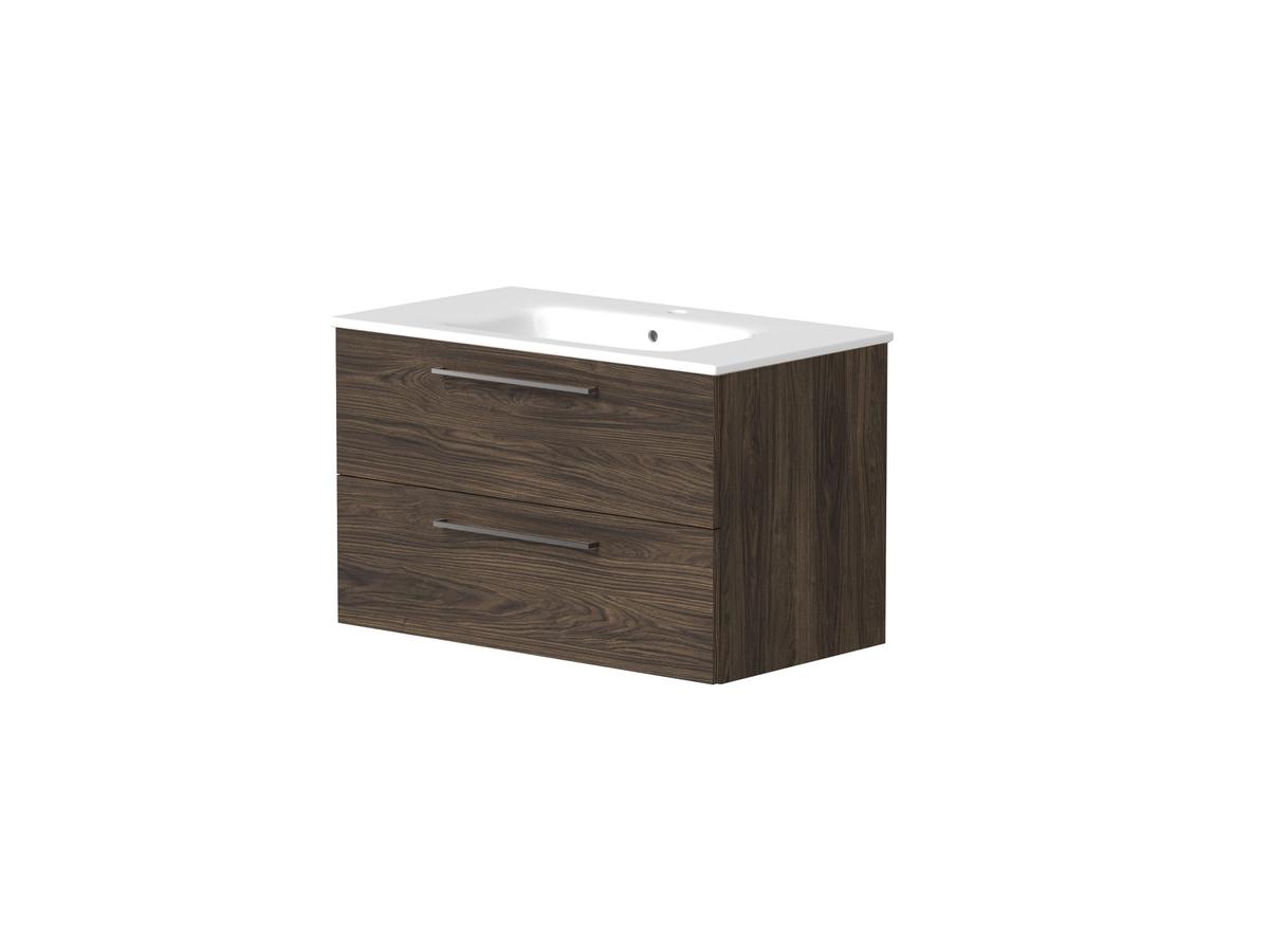 Kame Gama wastafel - Brown Oak - exc;usief Spiegel - 80 cm
