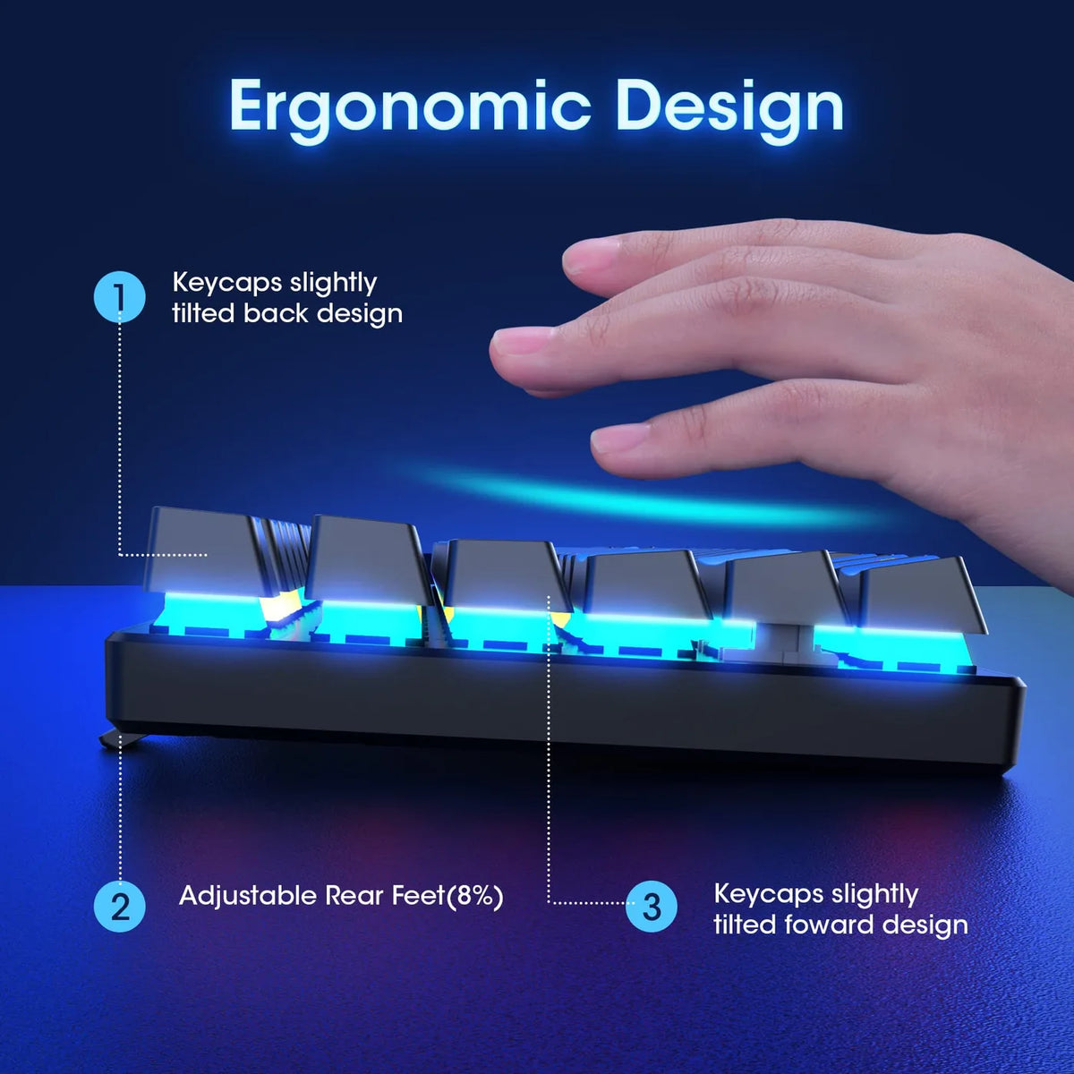ET Mechanisch Toetsenbord USB Bedraad - 104 Toetsen - Blauwe Switch, RGB, Anti-Ghosting